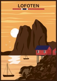 Lofoten / midnattsol broderi