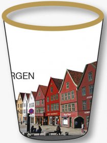 Shotsglass m/polystonebilde Bergen