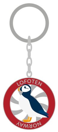 Nøkkelring metall spinner Lofoten lundefugl